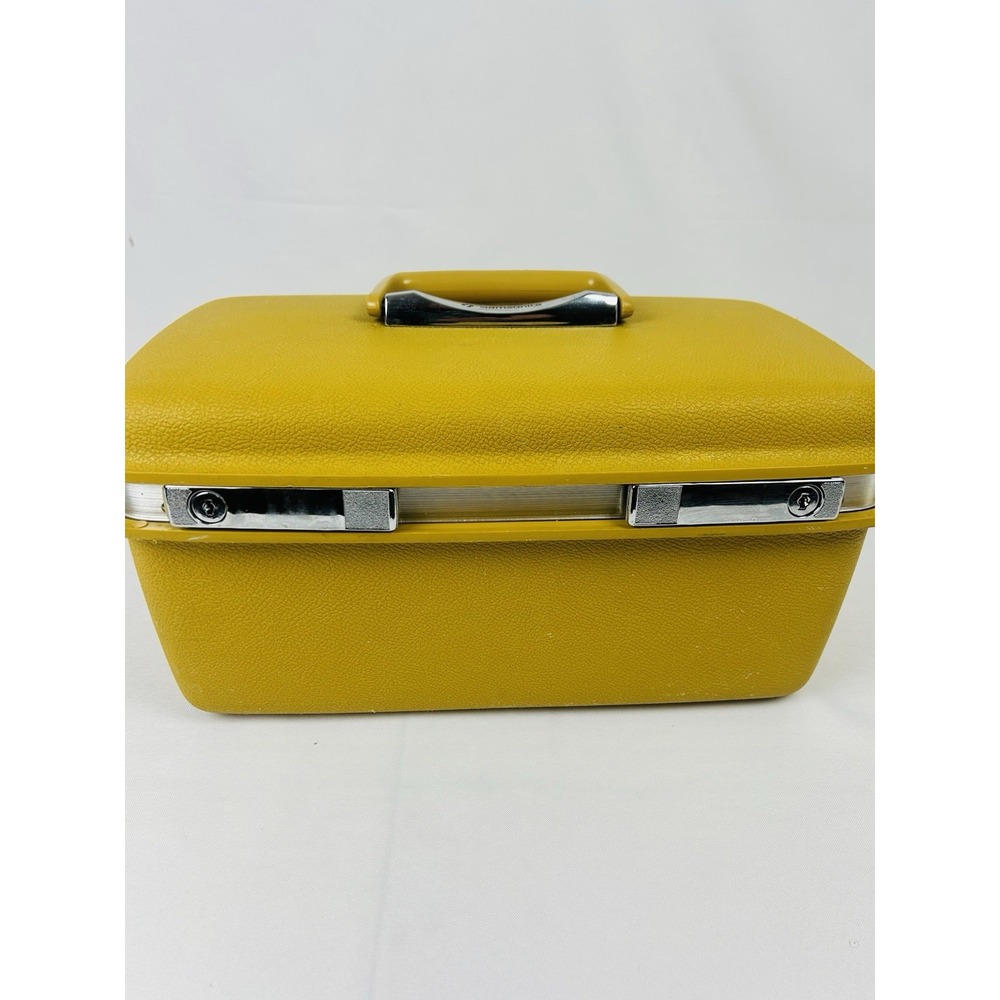 Samsonite Saturn II Vintage Train Case Mustard Yellow Hard Makeup Travel Case